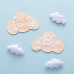 2Pcs Baby Wooden Balloon Milestone Cards Photography Accessories Baby Photography Shooting Props For Newborn Birthing Gifts