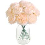 20CM 6Pcs Artificial Silk Blue Peony Flowers With Stems Fake Peony Bouquet  for Home Wedding Decoration Office Desks Ornament