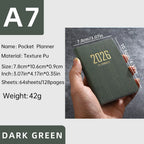 A7 specification 2026 English planner book, mini portable pocket daily schedule book, 64 sheets 128 page thin weekly calendar