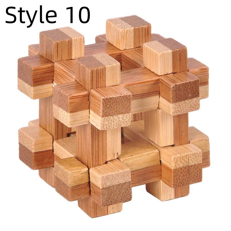 Wooden Kong Ming Lock IQ Brain Teaser Puzzle Toy