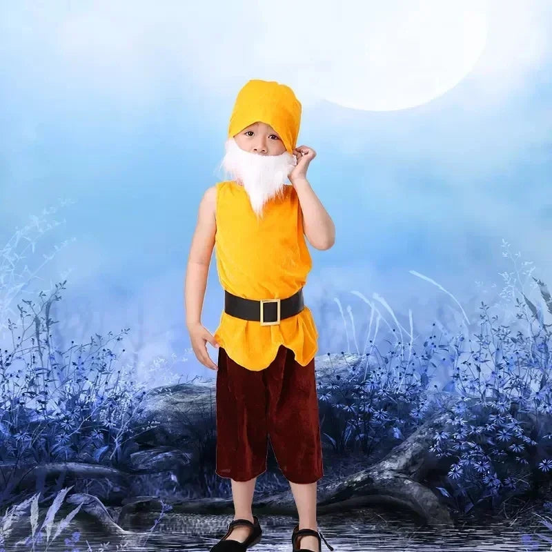Children Snow White Seven Dwarfs Costume Children Christmas Halloween Short Sleeves Costumes Kids Cosplay Performance Costume