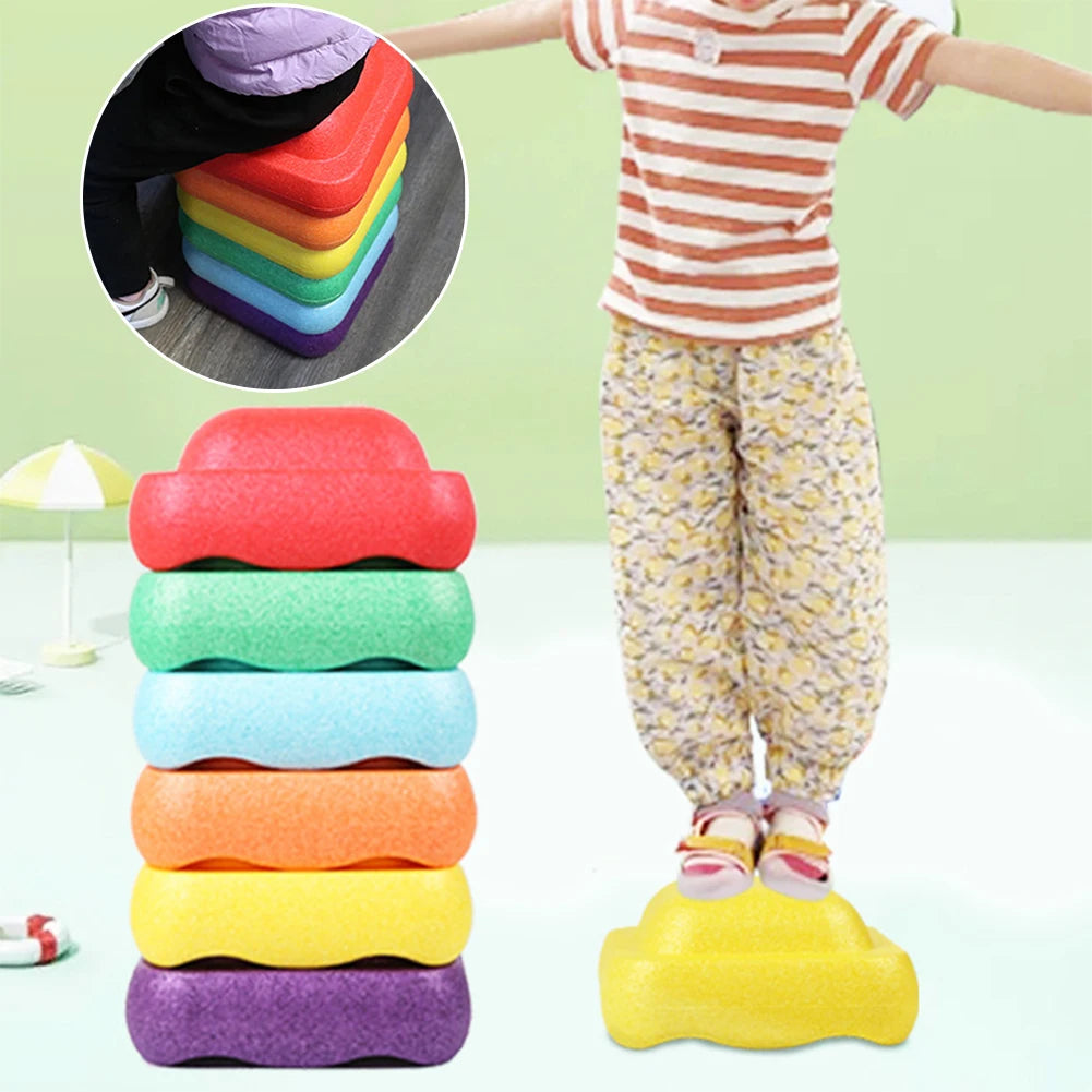 6 Color Multi Color Balance Stone For Kid Promoting Stability Stepping Sensory Toy Stepping Stones Parent-Child Interactive Toys