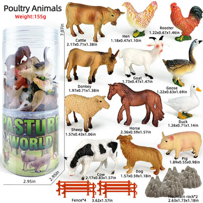 12PCS Farm Animal Toy Set – Mini Poultry & Livestock Figures for Kids