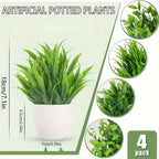 4pcs Mini Artificial Potted Plants Fake Bonsai Greenery for Home Office Farmhouse Bathroom Shelf Decor Indoor