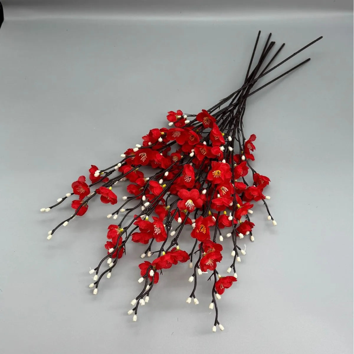 Artificial Plum Blossom 21.7'' Fake Wintersweet Long Stem Plastic  Flowers for Home Hotel Office Wedding Party Garden Decoration