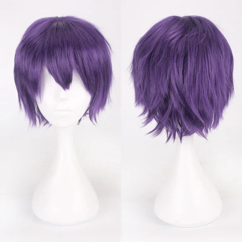 Men Women Synthetic Anime Cosplay Wigs Short Straight Hair Heat Resistance Multicolour Red White Pink Gray Brown
