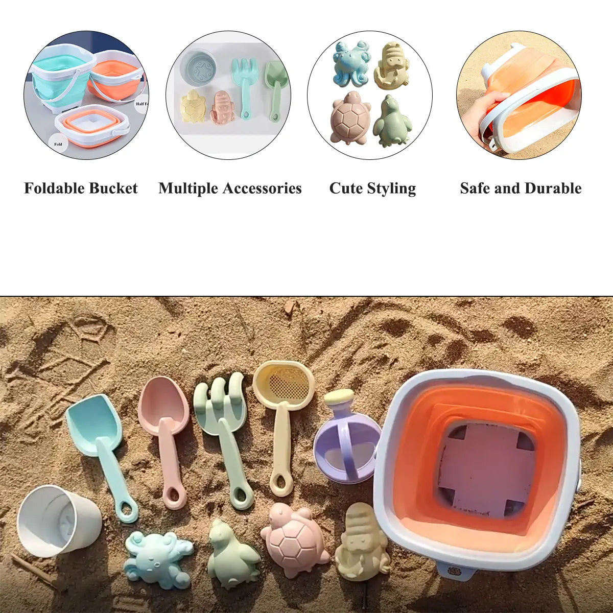 1/11 PCS Beach Toys for Kids Sand Toys Set for Toddlers Sandbox Toys with Bucket Shovel Rake Set Summer Outdoor Children Gift