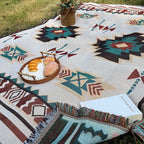Aztec Blanket Oversized Boho Throw Blanket with Fringe Southwestern Geometric Tapestry Vintage Woven Throw Blankets Double-S