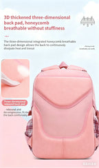 Protecting The Spine Ergonomics Elementary School Students Girls Checkered Backpack Large Capacity Lightweight Waterproof