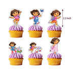 Cartoon-Dora-The-Explorer Theme Kids Birthday Party Digital Balloon Banner Background Cake Topper Decoration Supplies Baby Gifts