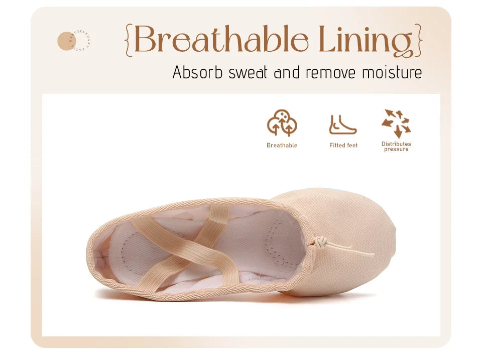 Canvas Ballet Shoes Split Sole Dance Slippers for Kids Adults