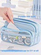 Clear Transparent Pencil Case, Large Capacity Multifunctional Stationery Storage Bag for School Students, Durable & Convenient