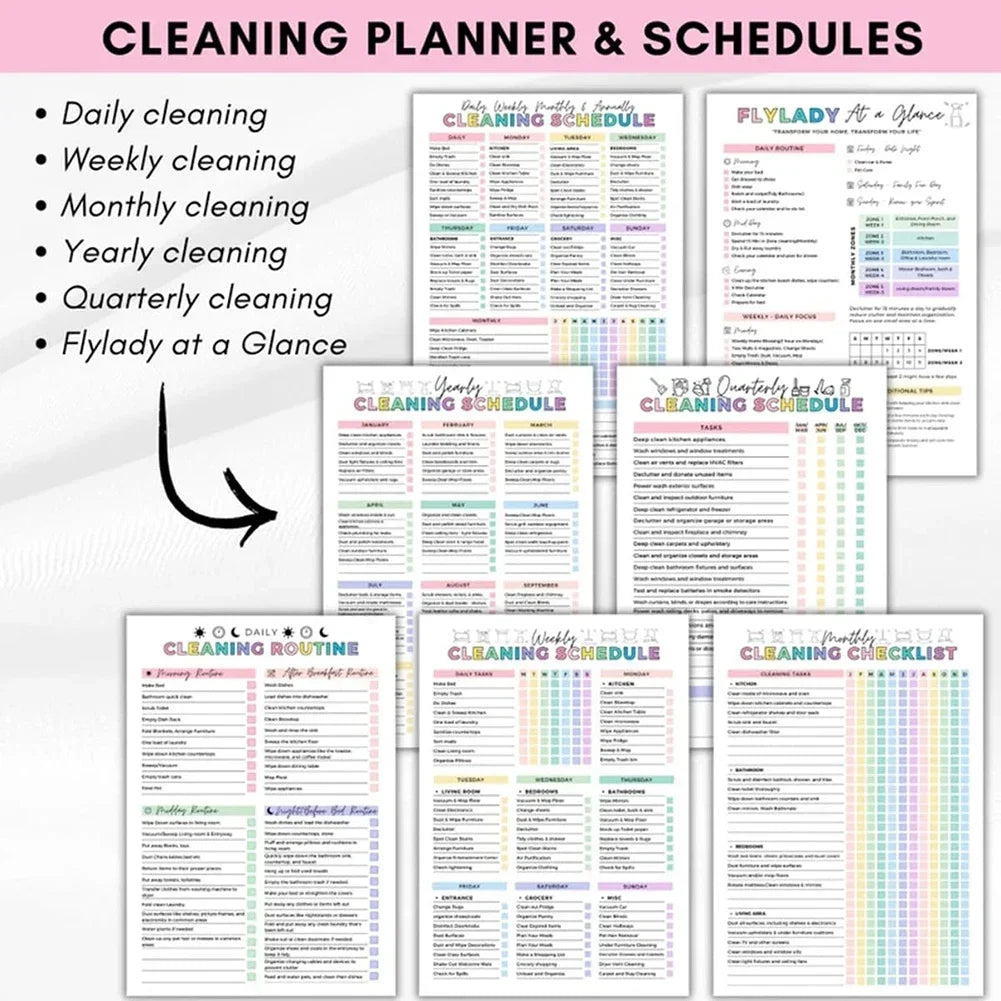 Daily Weekly Monthly Household Cleaning Planner Notebook Family Chore Chart Home Cleaning Task Schedule Organizer