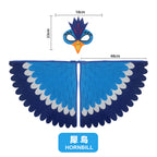 Animal Bird Wings+Mask Suit Stage Performance Peacock Owl Parrot Bird Felt Cape Halloween Bird Funny Party Cosplay Cloak