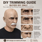 Realistic Full Head Latex Mask with Beard for Men Halloween Costume Party Prop Old Man Cosplay Headgear