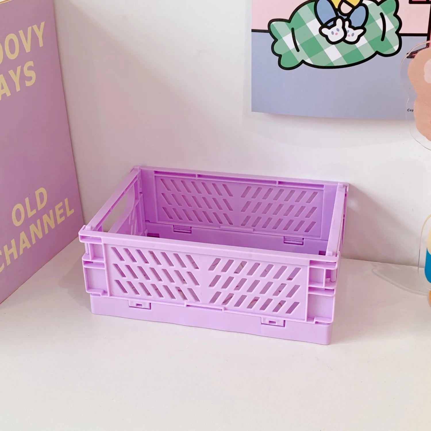 Mr.paper 6 Styles Plastic Stackable Foldable Stationary Holder Simple Cute Student Office Desktop Storage Stationery Organizer