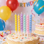 6/12/48pcs/1case Birthday Candles Spiral Cake Candles  Long Thin Cake Candles For Wedding Party And Cake Decoration