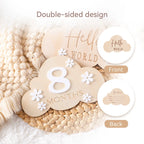 2Pcs Baby Wooden Balloon Milestone Cards Photography Accessories Baby Photography Shooting Props For Newborn Birthing Gifts