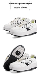 Girls Retractable Roller Shoes Breathable Walking Sneakers
