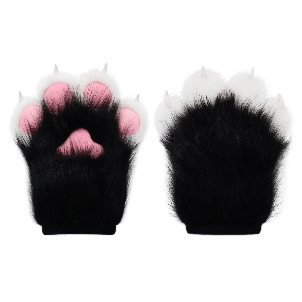 Furry Faux Fur Fox Cat Paws Gloves Animal Fursuit Mittens Halloween Christmas Cosplay Costume Props