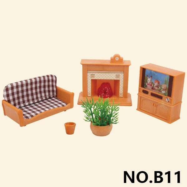 Forest Animal 1/12 Dollhouse Furniture Bedroom Kitchen Bathroom Set Miniature Simulation Dolls Accessories DIY Toys Girls