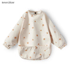New Children Feeding Aprons Long Sleeve Baby Bib with Pocket Full Cover Baby Bibs with Pocket Waterproof Long Sleeve Bibs