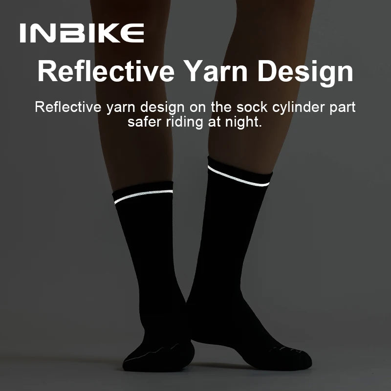 INBIKE Summer Cycling Socks Men Sports Compression Running Socks Biking Socks Crew Length Breathable Basketball Football Socks