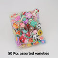 50pcs Cartoon Animal & Fruit Hair Ties - Colorful Woven Headbands for Girls  Polyester Material, All-Season Use Festive Gift