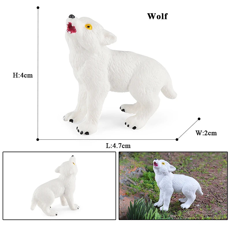 Oenux Wild Beast Animals Small Gray Wolf Maned Wolf Baby Wolves Simulation Model Action Figures Collection PVC Gift Kid Toy Gift