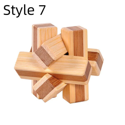 Wooden Kong Ming Lock IQ Brain Teaser Puzzle Toy