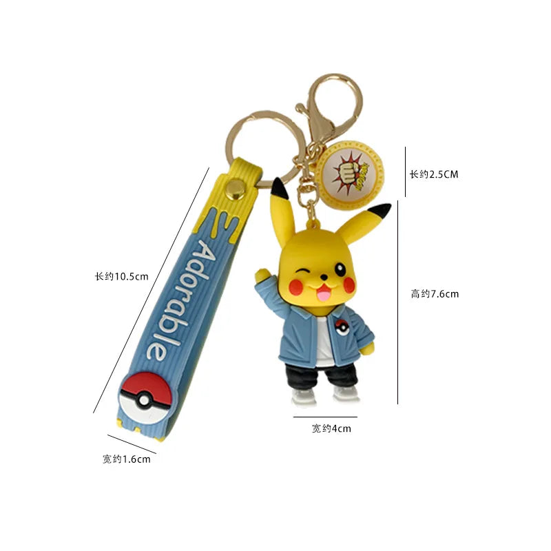 Pokemon Keychain Anime Figures Pikachu Cartoon Key Chain Charmander Psyduck Fashion Bag Keyring Pendant Accessories Toy Kid Gift