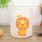 Animal Laundry Toys Organizer Basket Large Cartoon Canvas Barrel Basket Clothes Organizer Kids Toys Basket With Handle