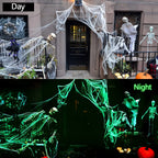 Halloween Glow in The Dark Spider Web, Halloween Decorations, Stretch Fake Spider Webs for Outdoor Indoor Courtyard Creepy Decor