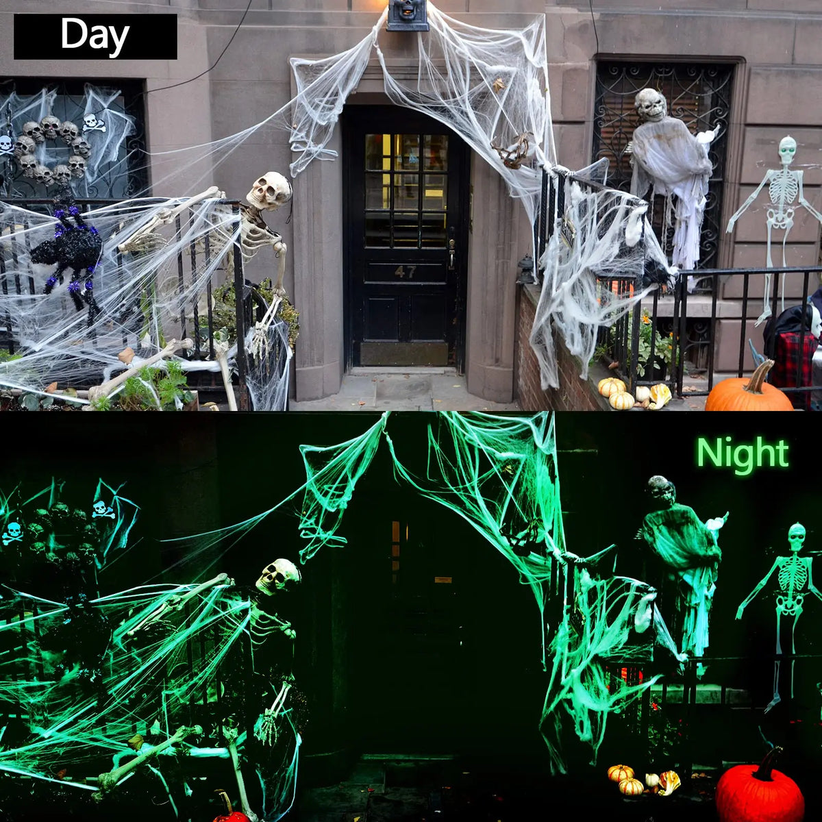 Halloween Glow in The Dark Spider Web, Halloween Decorations, Stretch Fake Spider Webs for Outdoor Indoor Courtyard Creepy Decor