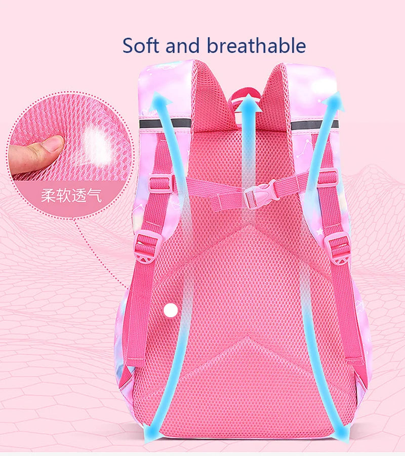 Children Girl Backpack Waterproof Pink School Bag for Kids Comfort