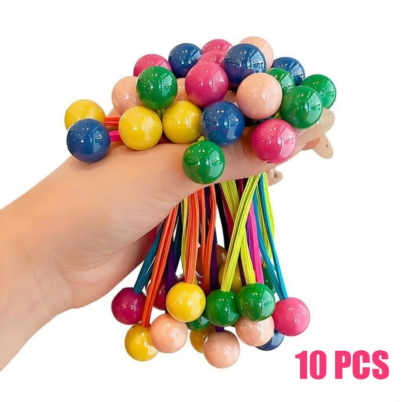 Candy Color Ball Hair Ties for Girls Cute Princess Long Elastic Hair Rope Colorful Beaded Ponytail Holders Kids Baby Hair Bands