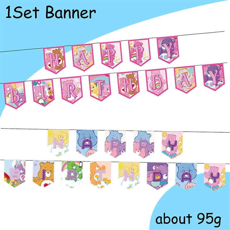 Care Bear Party Supplies Disposable Plate  Napkin Tablecloth Cake Topper Gifts Bag Kids for Birthday Party Decorations Set Gifts