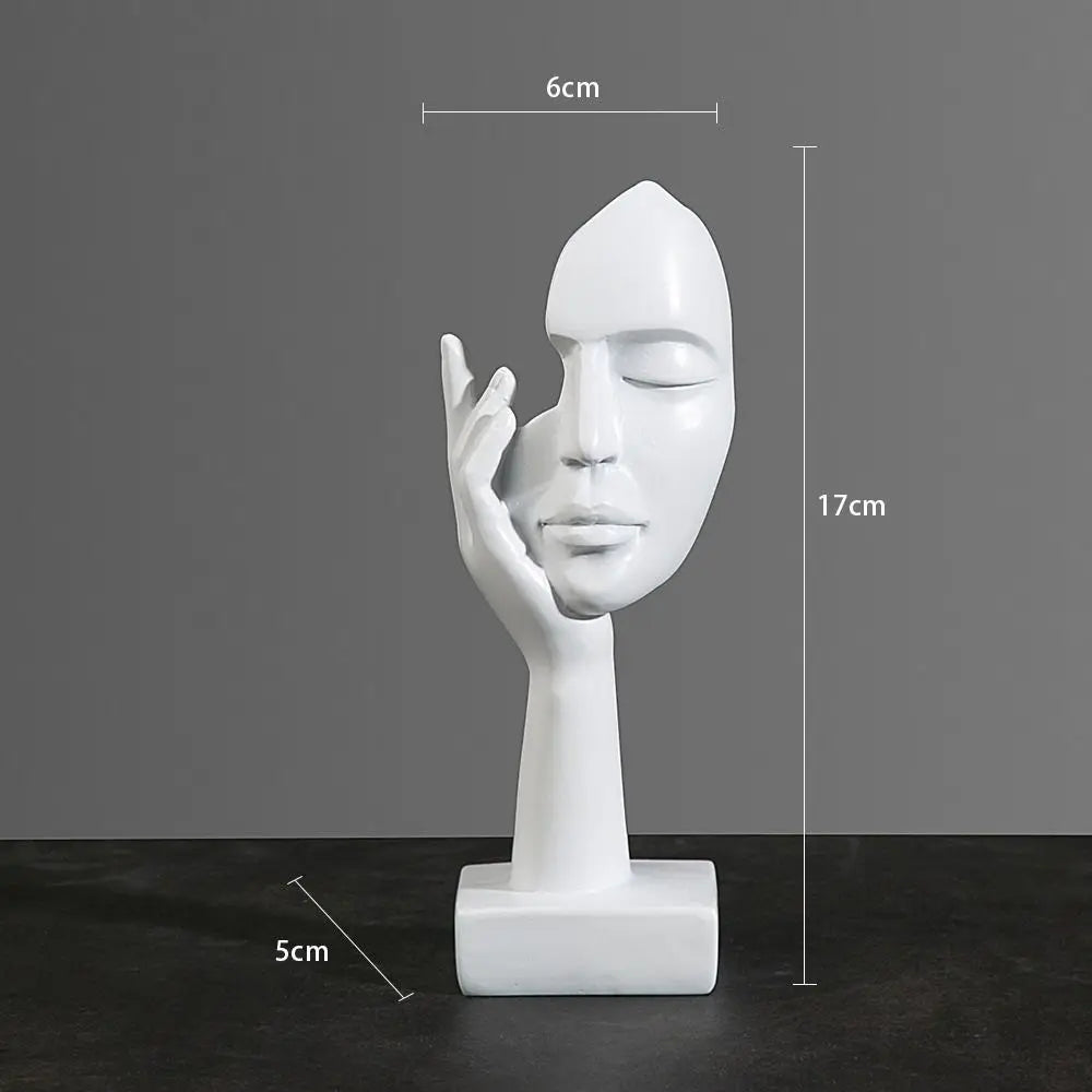 Nordic Resin Abstract Statue Desktop Ornaments Sculpture Figurines Face Character Light Luxury Art Crafts Office Home Decor