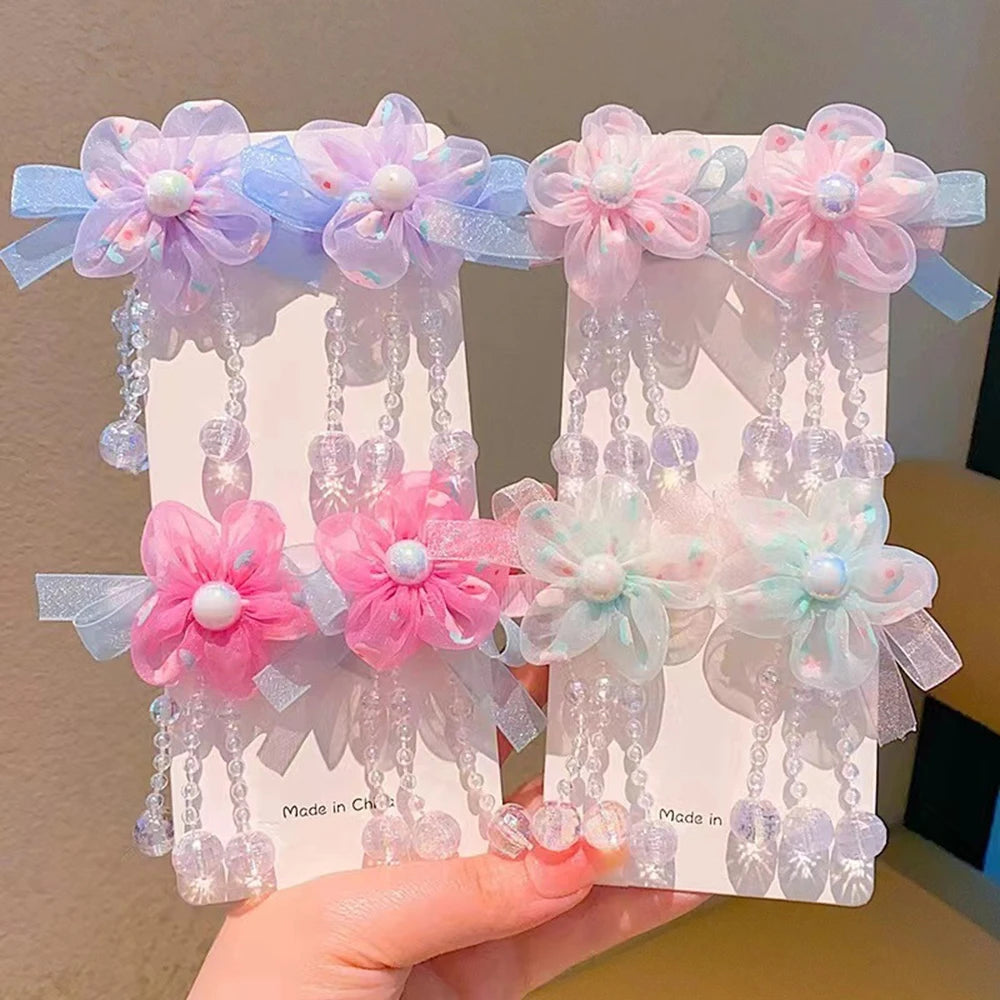 Children's Hanfu Headdress Flower Tassel Ancient Style Clip Hair Accessories Chinese Style Little Girl Tassel Girl Hairpin