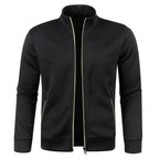 Autumn and Winter Men's New Long Zipper Color Block Sweater Sleeves Thin Plush Sweater Jacket Casual Slim Fit Comfortable Coat