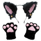 Lolita Cat Ear Paw Gloves Hairband Dance Prom Halloween Cat Ears Headwear Cosplay Cat Ear Anime Party Costume Bell Headwear High