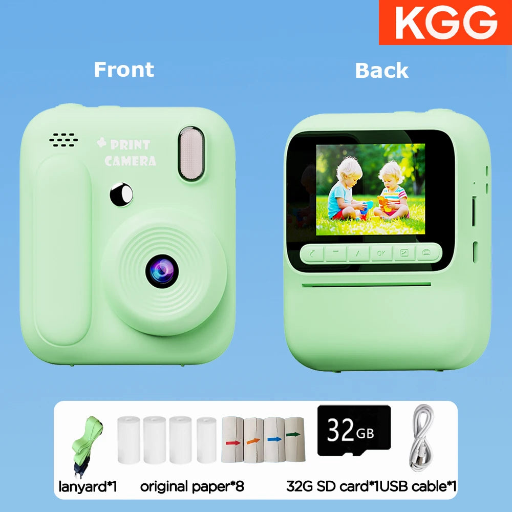 Kids Instant Camera Color Printing Camera 32GB 1080P Thermal Print Toys Camera Print Photo Video Games Music Children Gift
