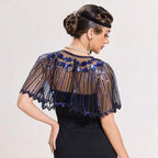 1920s Vintage Sequin Fringe Shawl – Elegant Beaded Cape for Women
