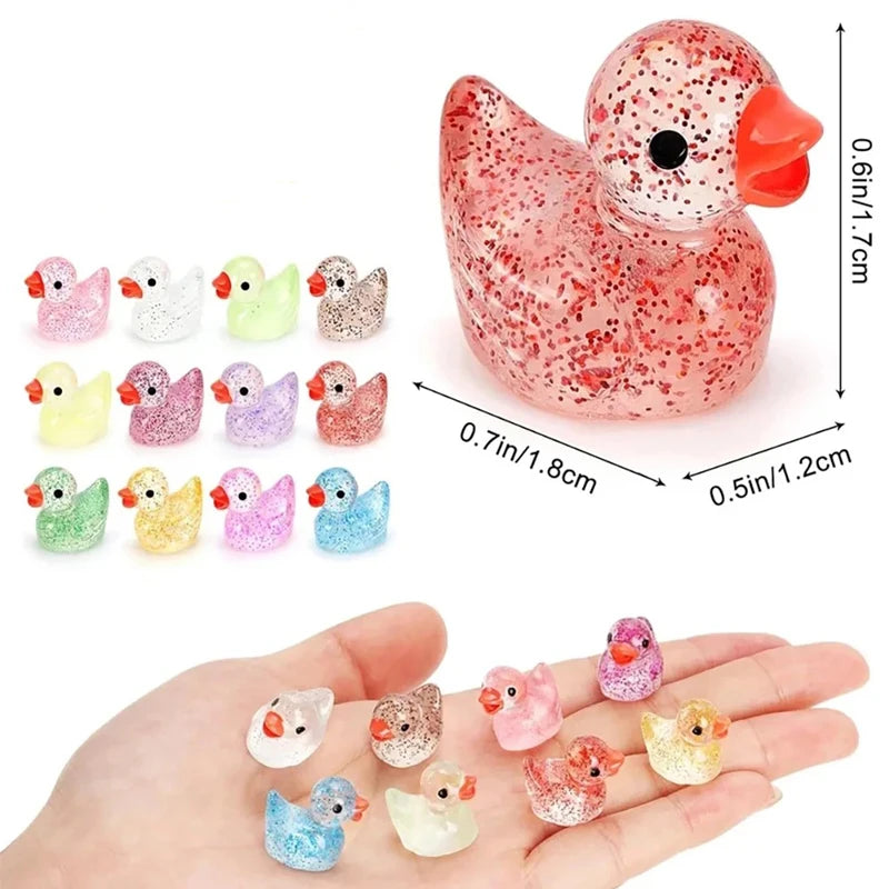 ~Glitter Miniature Resin Duck Mini Tiny Ducks for DIY Garden Micro Landscape Aquarium Potted Dollhouse Decoration Decor