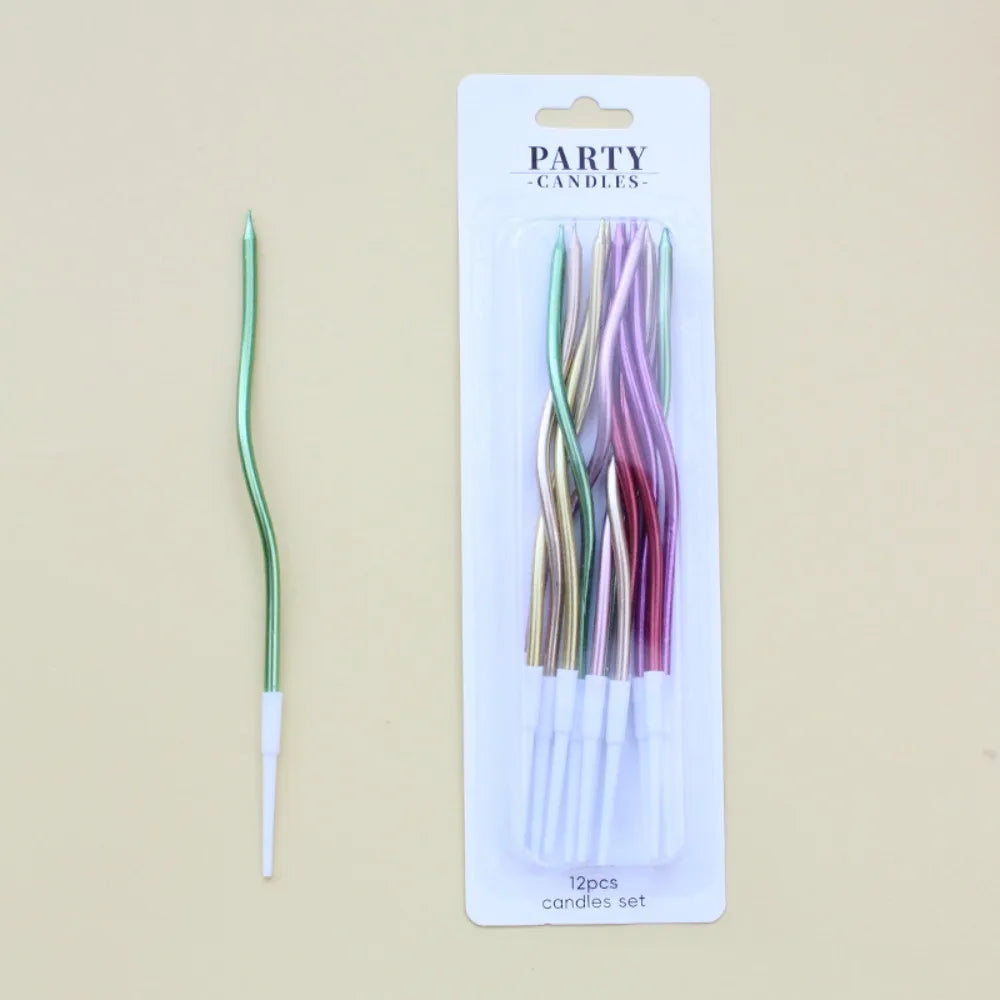 6/12/48pcs/1case Birthday Candles Spiral Cake Candles  Long Thin Cake Candles For Wedding Party And Cake Decoration