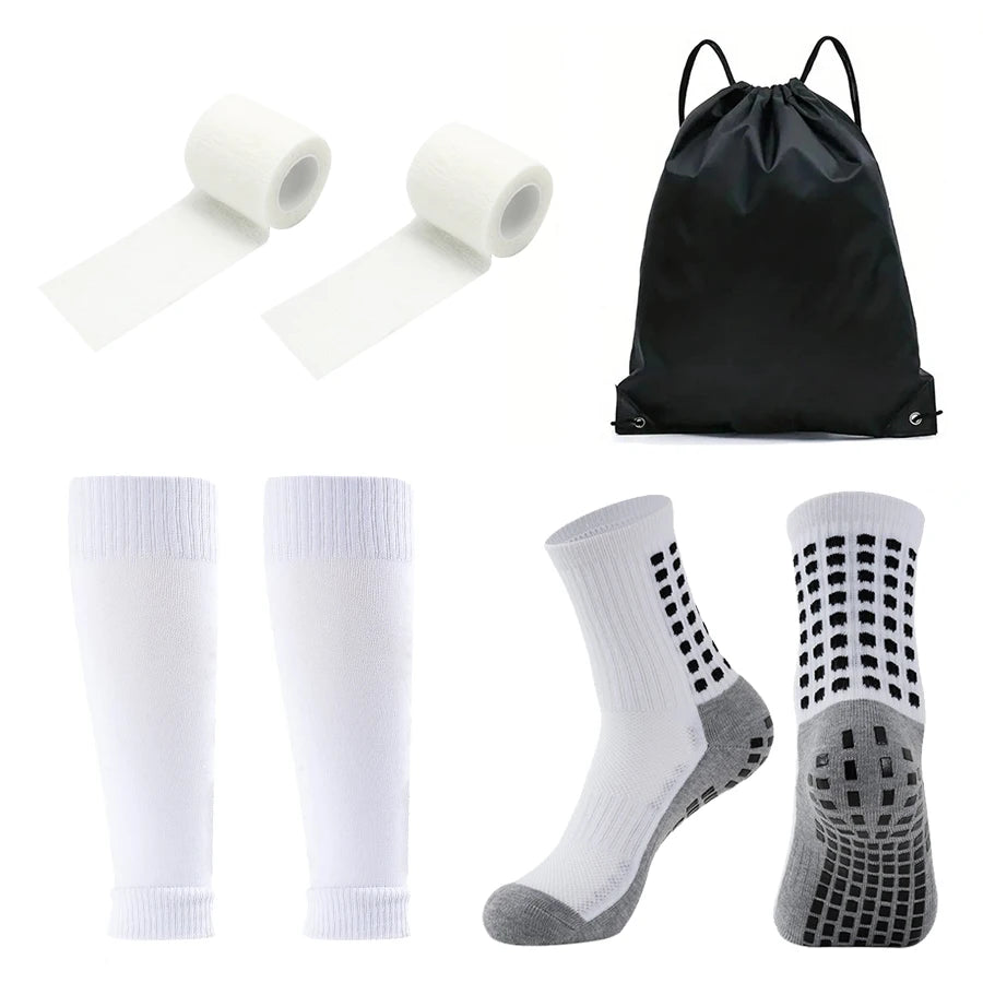 4PCS Set Non-Slip Viscose Football Socks with Drawstring Bag for Men & Women Outdoor Sports Running Basketball Leg Bandage