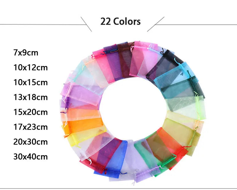 Colorful Organza Gift Bags for Jewelry and Party Decor