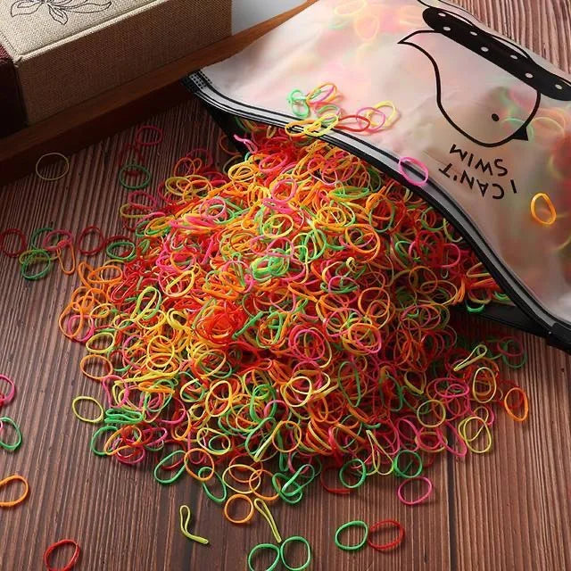 1000 Pcs/Bag Small Clear Rubber Band Black Holder Hair Ties Gum White Colorful Elastic Hair Band For Kid Girls Women Accessories