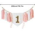 Boho 1st Birthday High Chair Banner Pink Party Decoration For Girl Baby Shower Wall Hangings Decorative For Kids Bedroom