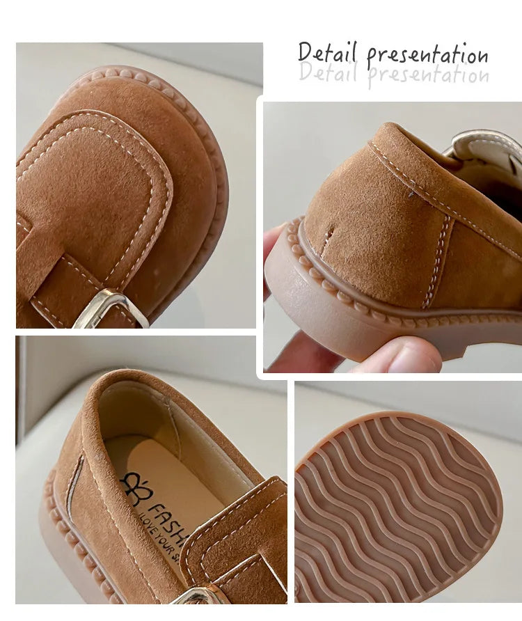 Girls Flats Spring Fall Shallow Lazy Loafers Shoes for Kids Girl Comfortable Soft Suede Sneaker Casual School Shoes Child I02111